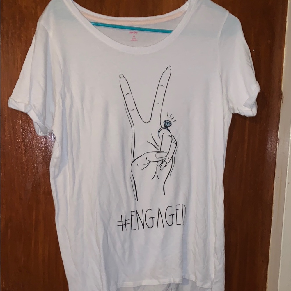 Miss to Mrs. Engaged Graphic Tee - White